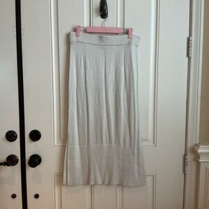 Banana Republic Silver Metallic Knit Midi Skirt